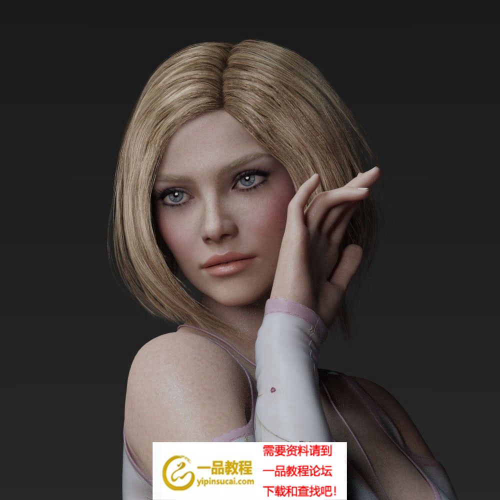 自然妆容发型雀斑皮肤女性3d模型